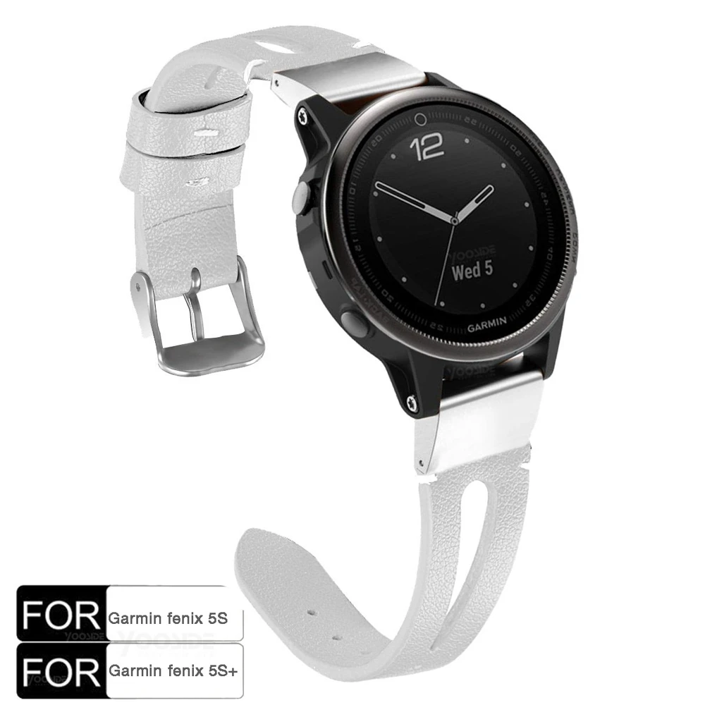 Браслет YOOSIDE 20 мм Quick Fit из искусственной кожи и нержавеющей стали для часов Garmin Fenix 5S/Fenix 5S Plus - Цвет: White
