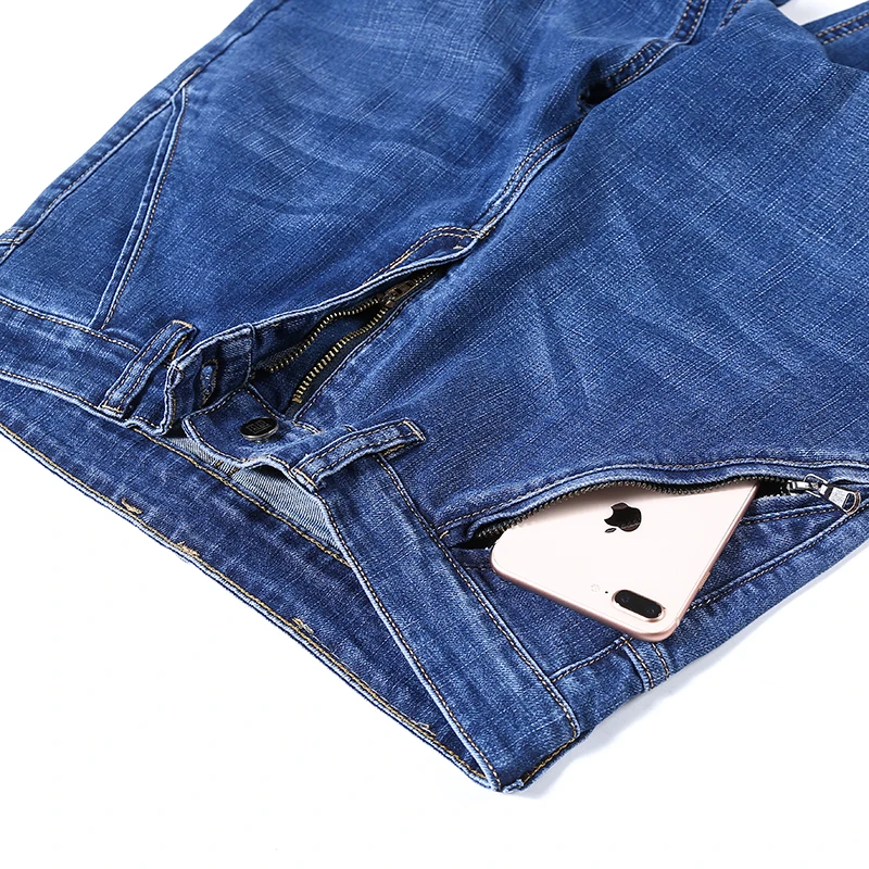 

Classic anti-theft zipper pocket men's large size loose jeans 2021 spring high quality cotton stretch fashion jeans 40 42 44
