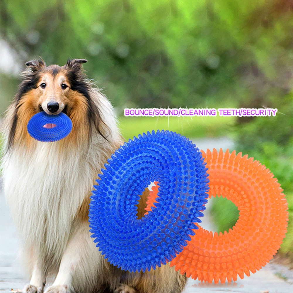 

S/L Squeak Chew Pet Toys Thorn Circle Ring For Large Dogs Training Funny Chew Small Dog Toys Sound Interactive Durable