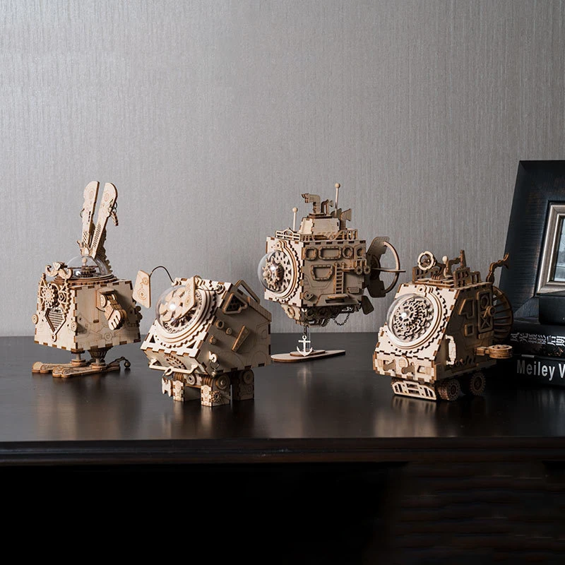 Сделай Сам собранная музыкальная шкатулка 3d Трехмерная головоломка деревянная