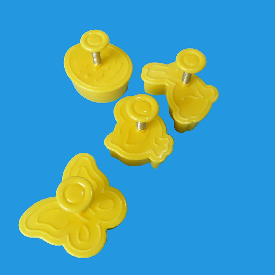 

4Pcs Easter Bunny Pattern Plastic Baking Mold Kitchen Biscuit Cookie Cutter Pastry Plunger 3D Die Fondant Cake Decorating Tools
