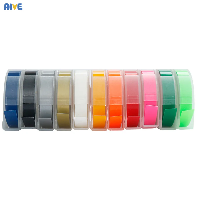 Aive 12MM Dymo 3D Plastic Embossing Tape for Label Maker PVC LABEL Tapes DYMO 1540 1595 12965 Motex omega organizer | Компьютеры и