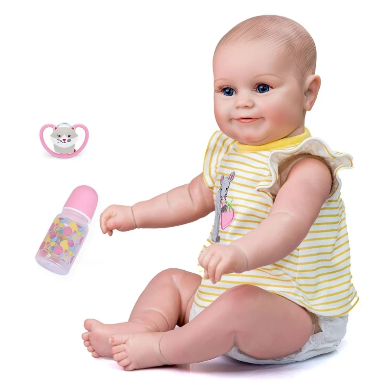 

49cm Silicone Realistic Doll Opened Eyes Soft Vinyl Baby Cute Newborn Toy with Pacifier