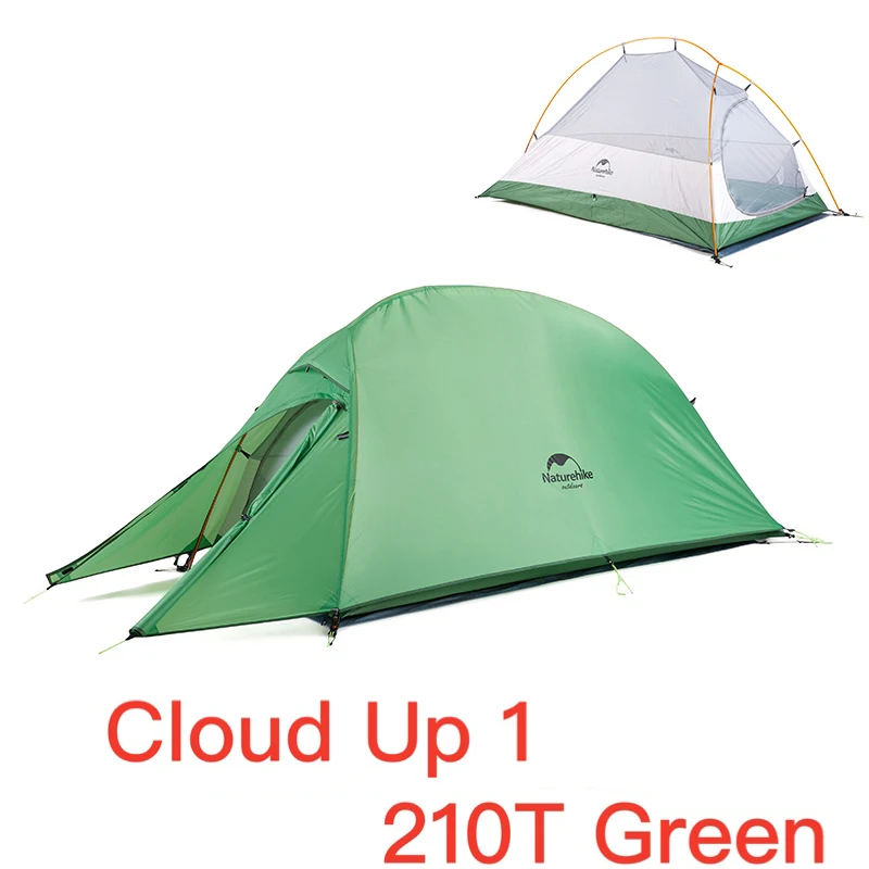CloudUp1 210T Green Naturehike модернизированная серия Cloud Up Сверхлегкая походная палатка Водонепроницаемая походная палатка 20D нейлоновая палатка с бесплатным ковриком - Цвет: CloudUp1 210T Green