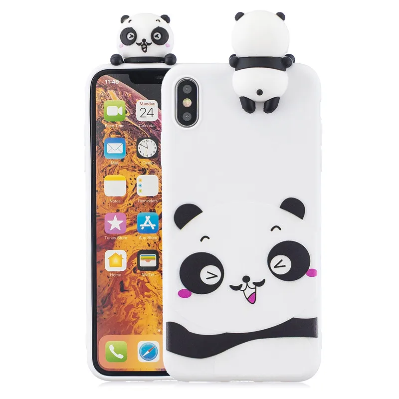 Милый мультяшный 3D Мягкий силиконовый чехол из ТПУ для iPhone 11 Pro X XS Max XR 8 7 6 6S Plus 5 5S