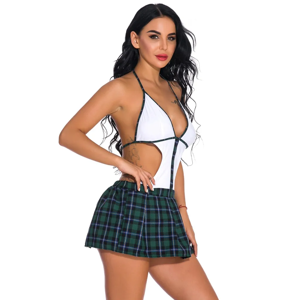 

New Women Sexy Lingerie Erotic Tie Uniform With Thong Nightwear Set Underwear Porno Backless Babydoll Lenceria Mujer Size S-2XL