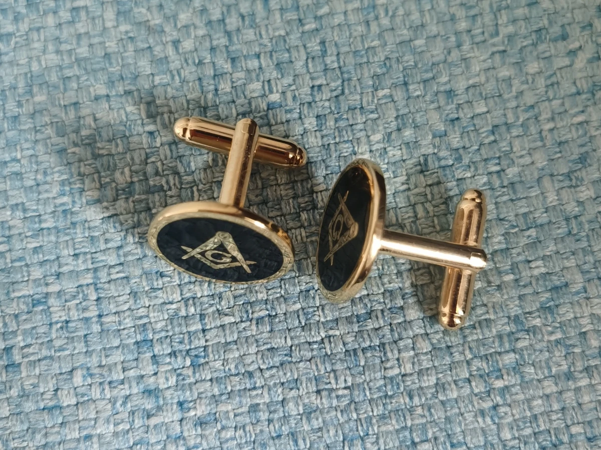 Пара квадратных и круглых масонских запонок с компасом 1/2 дюйма