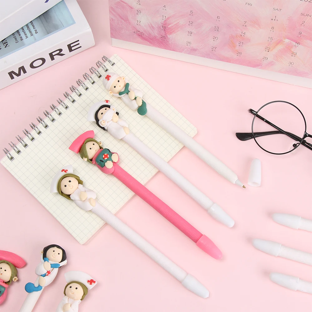 Новая шариковая ручка внешний вид медсестры мягкая глина черный наконечник 0 5 мм