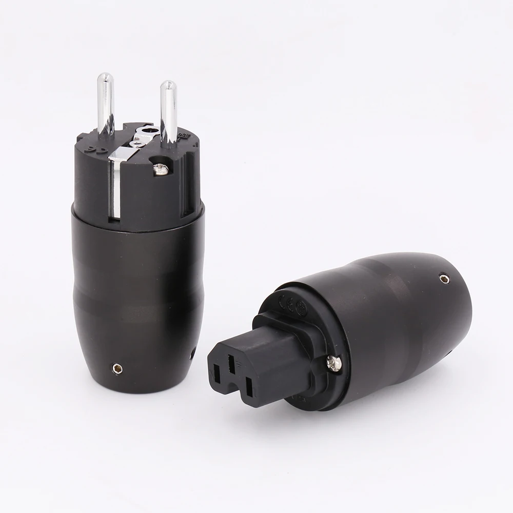 

Black aluminium Rhodium Plated Schuko Power Plug Connector hifi iec female plug