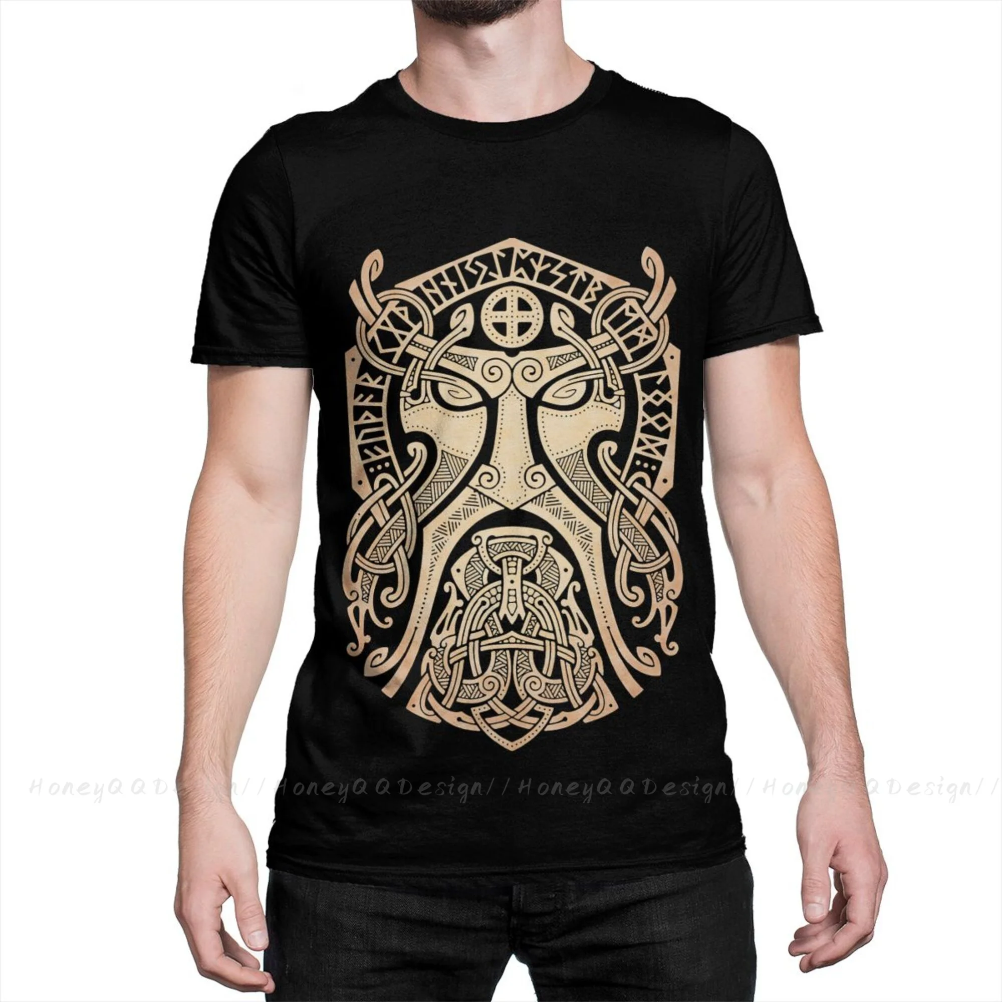 

Men Vikings TShirt THOR.GODMASK Pure Cotton Tees Harajuku Short Sumer Sleeve Adult Shirt