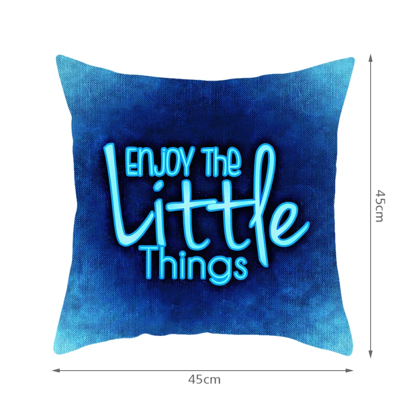 

Dark Blue Letter Print Throw Pillow Cover 45*45cm Cushion Covers Linen Pillow Case Sofa Home Decor Pillows Case Fall Home Decor