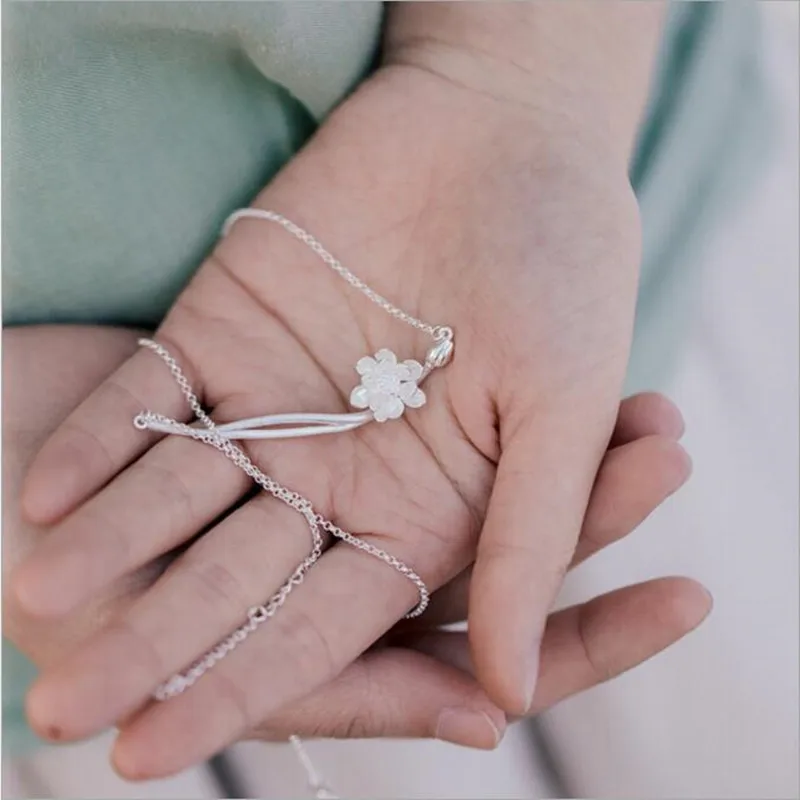 

Personality Hot Popular Classic Lotus Creative 925 Sterling Silver Exquisite Jewelry Clavicle Chain Pendant Necklace H76