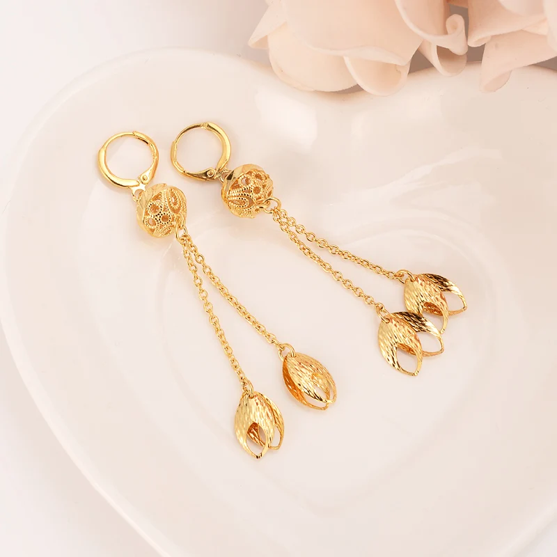 Серьги-подвески с золотыми бусинами для женщин/девочек модные ювелирные изделия