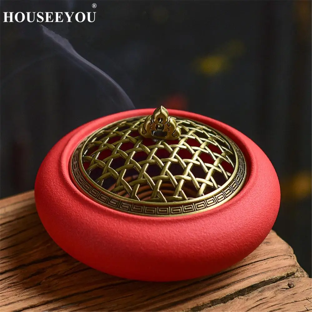 Буддийская катушка для благовоний курильница с крышкой из металлического сплава