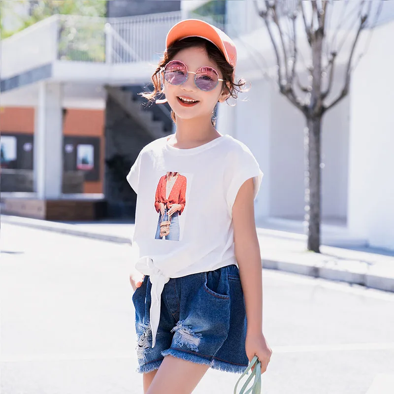 

Kids Girls Solid Jean Shorts Pant 2020 Summer Fashion Children Broken Hole Tassels Denim Ripped Shorts For Teen Girl 4-17 Years