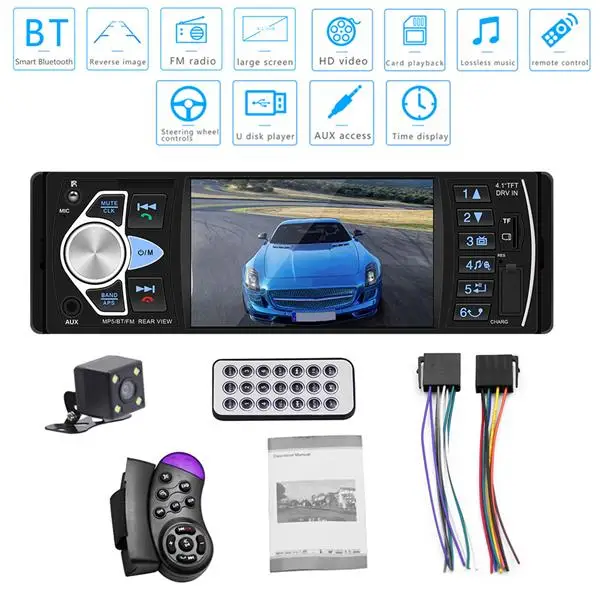 

4.1 Inch HD Car Radio MP5 Player Bluetooth Music Hands-free Calling Vehicle Touch Screen Stereo FM Radio 4022D With Rear Camera