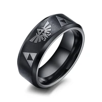hot sale fashion anime peripheral ring jewelry 8mm stainless steel nintendo zelda logo anime ring r592g