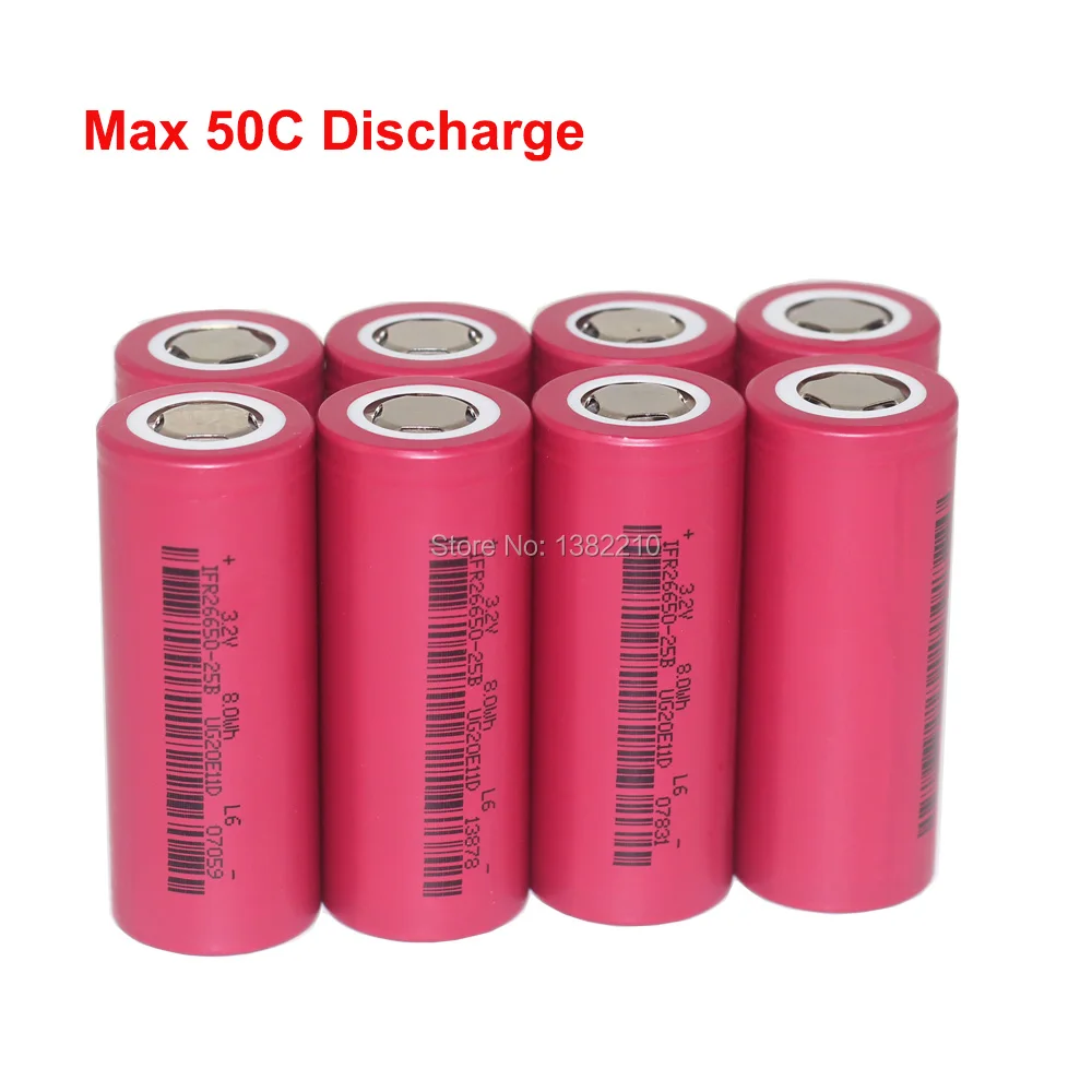 8 шт./лот LiFePo4 3 2 V 26650 2500 мА/ч Макс 50C 125A ток разряда для пусковое