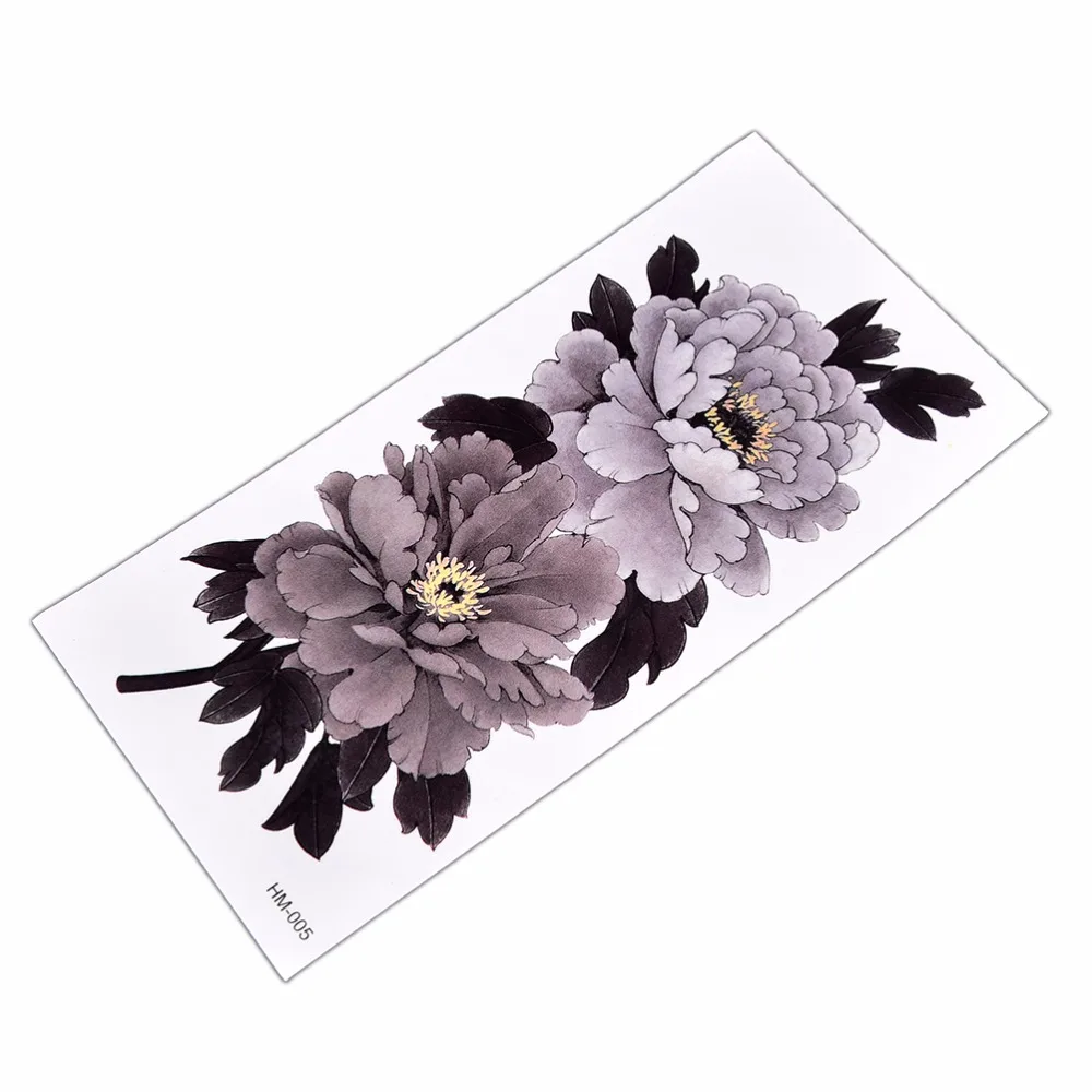 1 шт. китайский цветок пиона временная татуировка серия стикеров серая белая