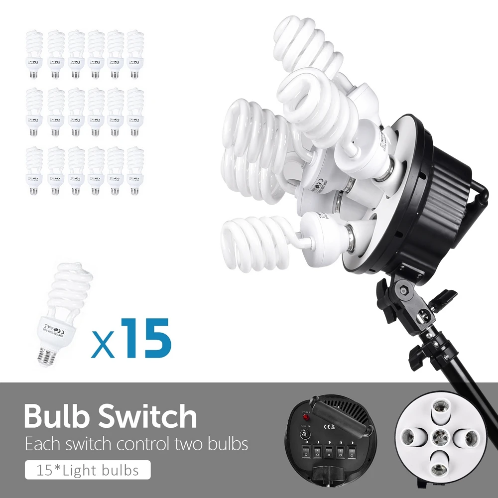 Фотостудия 3375 Вт непрерысветильник щение софтбокс женский 15 шт. 45 лампочка E27 5