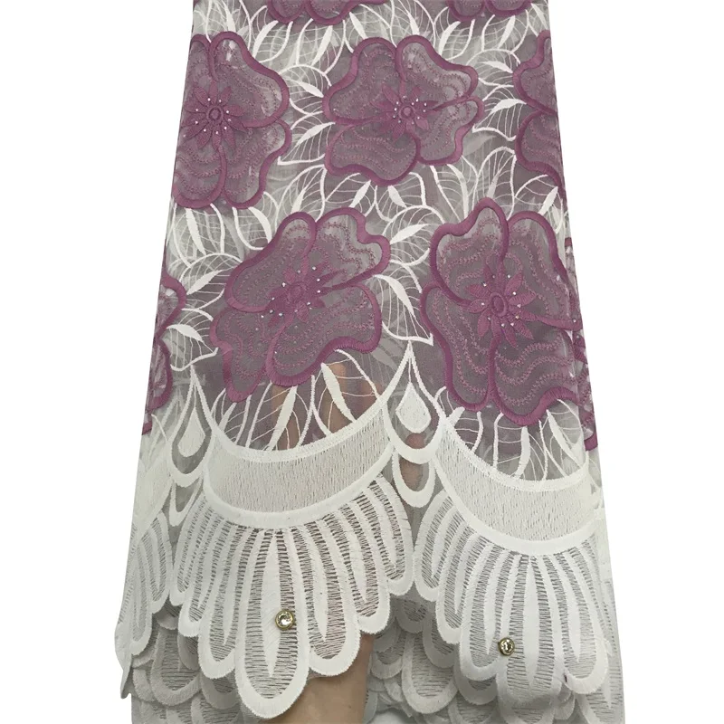 Новейшая фиолетовая африканская Тюлевая кружевная ткань высокого качества 2020