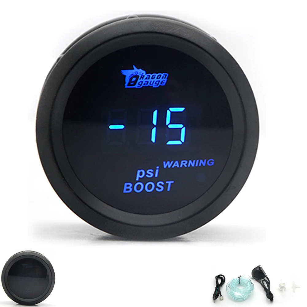 DRAGON GAUGE 52MM Boost Turbo Gauge Black Color Digital Blue Led -14-29PSI | Автомобили и мотоциклы