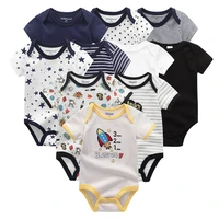 2022 unisex 10pcs newborn baby girl clothes solid cartoon cotton pure jumpsuit baby boy clothes print short sleeve ropa bebe