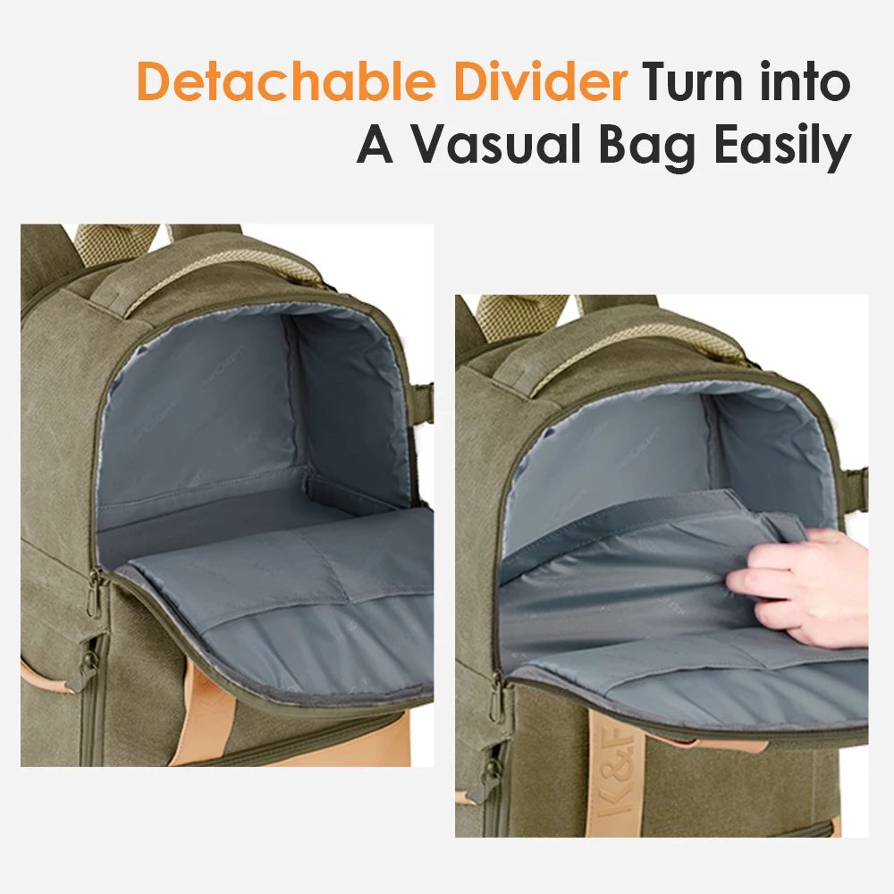 kf concept camera backpack stylish canvas photography bag with rain cover for dslr camera 14 inch laptop tripod lenses free global shipping