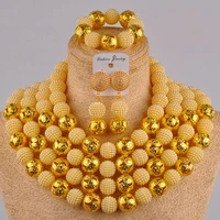 beige simulated pearl gold african jewelry set nigerian beads jewelry sets for women fzz27