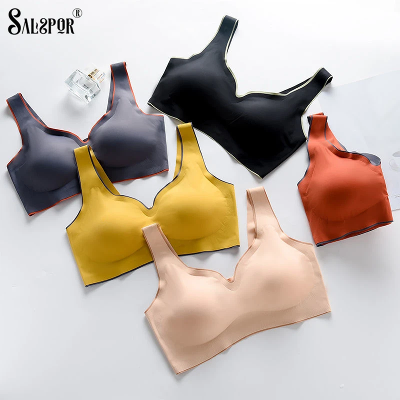 

SALSPOR бесшовный спортивный бюстгальтер без косточек с эффектом пуш-ап, удобное лоскутное нижнее белье, тонкое контрастное нижнее белье