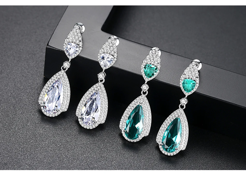LUOTEEMI Brand New Fashion Luxury CZ Drop Earrings for Women Bridal Wedding Party Jewelry Long Big Pendientes Bijoux Femme Gifts