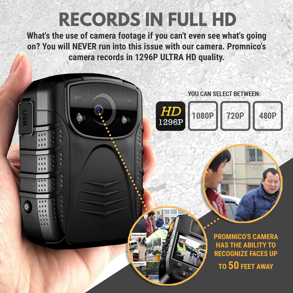 2 Inch LCD Wearable Record Camera Waterproof Police Body Camera With Clip 1080P Video Audio Sport Camcorder Night Vision 4500mAH enlarge