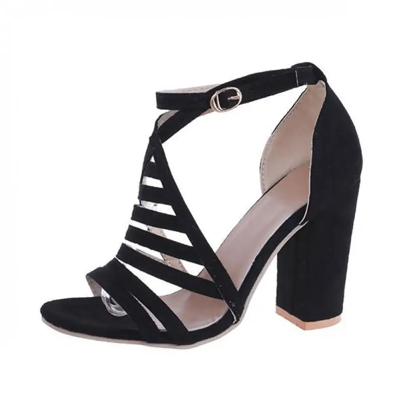 

NEW Women Summer Sandals Open Toe Snake Pu Leather Shoes Woman Zapatos Mujer Ladies Chunky High Heels Pumps Chaussure Femme