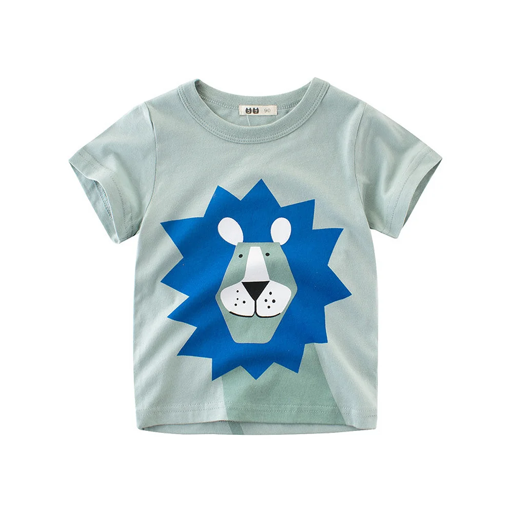 Летняя детская одежда из 100% хлопка с рисунком животных для мальчиков