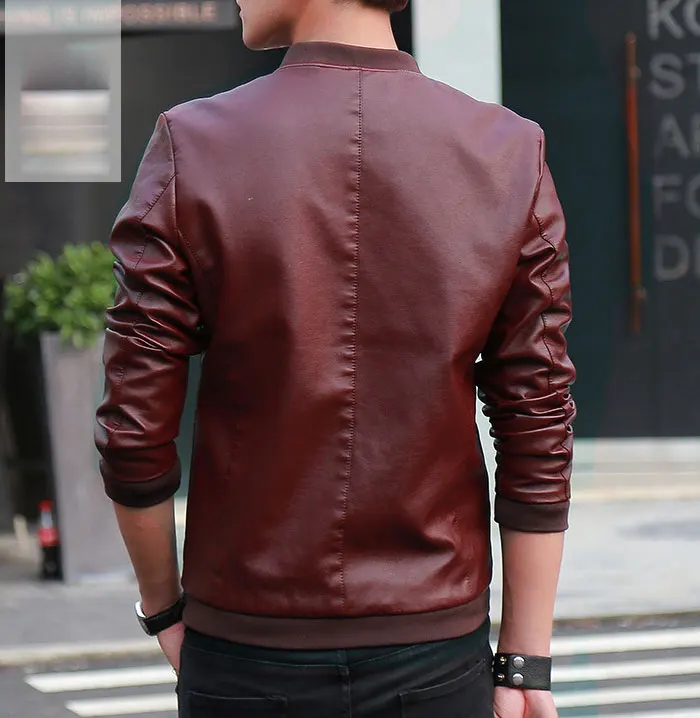 Осень-зима Для мужчин, кожаные пальто куртка в Корейском стиле Slim Fit Кожаные куртки модная повседневная верхняя одежда для детей детская одежда в стиле