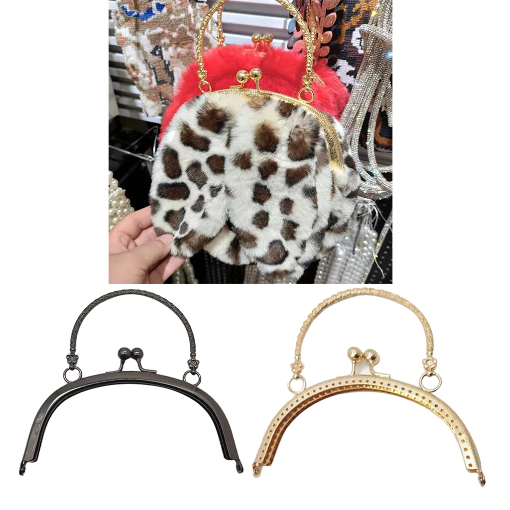 

Retro Metal Kiss Clasp Handbag Purse Bag Frame with Handle DIY Handbag Craft