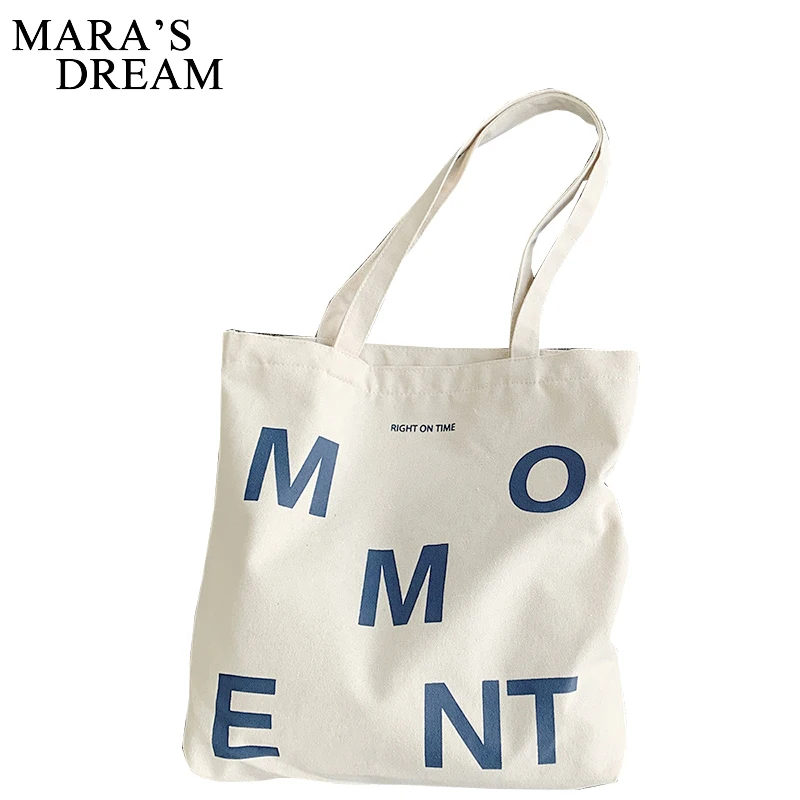 

Mara's Dream Women's Canvas Shoulder Shopper Bag Letter Printing Large Cotton Cloth Ladies Handbag Eco Reusable Shopping Bag