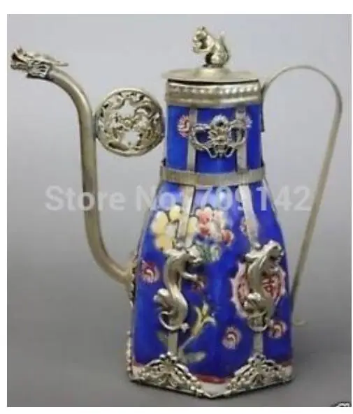 Коллекционный чайник из Китая тибетский серебряный дракон фарфоровый садовое