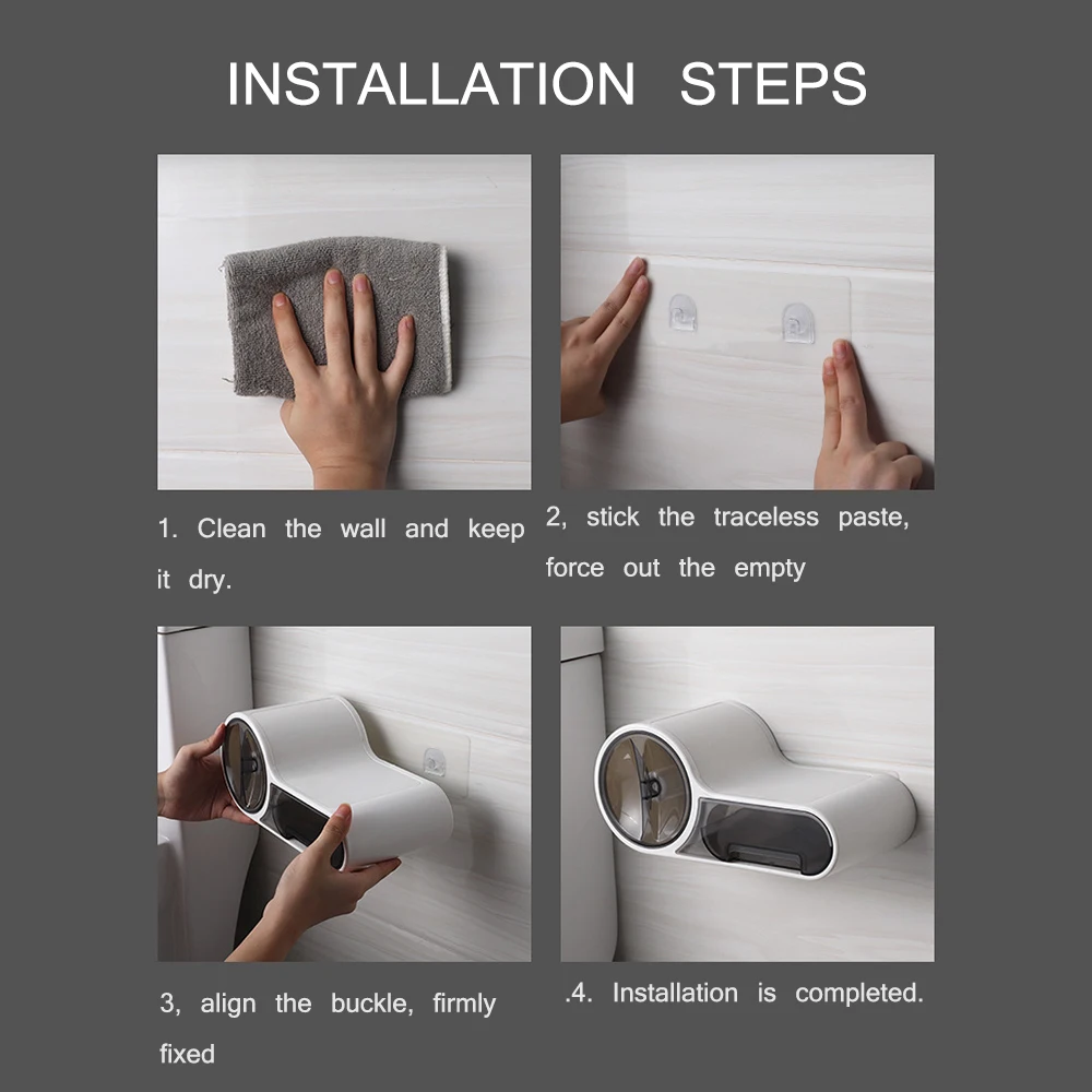 

Toilet Dispenser Toilet Paper Holder Bathroom Paper Tissue Box Wall Mounted Roll Paper Storage Box