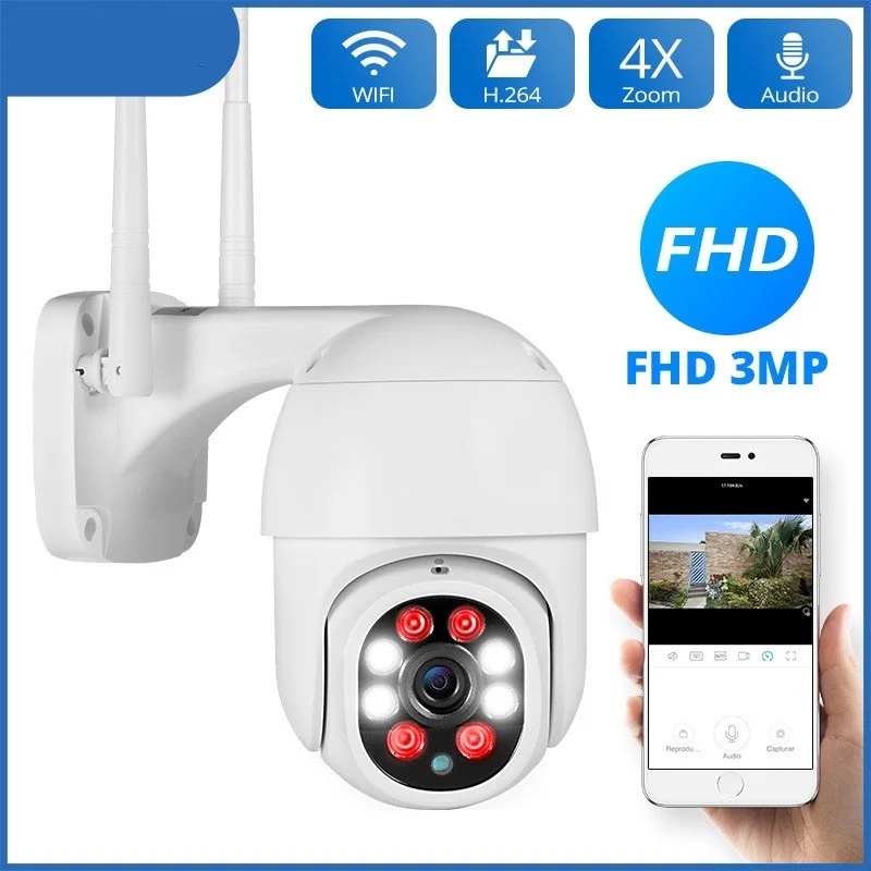 

IP-камера купольная, 1080P, 3 Мп, Wi-Fi, 4-кратный зум