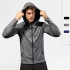 Мужские толстовки для бега, куртка, Спортивная рубашка на молнии с длинным рукавом, спортивный костюм для фитнеса, тренажерного зала, быстросохнущее компрессионное пальто для тренировок с логотипом на заказ