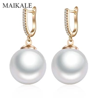 maikale pearl ball earring gold silver color cubic zirconia earrings black pearls drop earrings for women fashion jewelry gifts