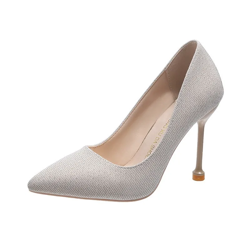 

2022 new sequined women's high heels gold and silver ladies wedding shoes shallow pointy fashion ladies high heels