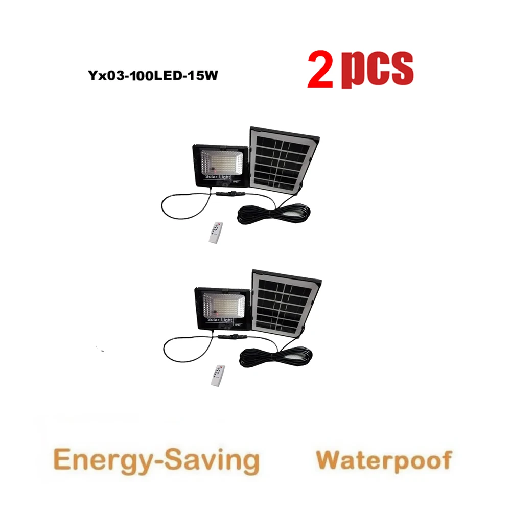 

2pcs solar light lamp floodlight LEDs Wall Wireless Night For Street Garden Patio Emergency Security indoor remote timer split