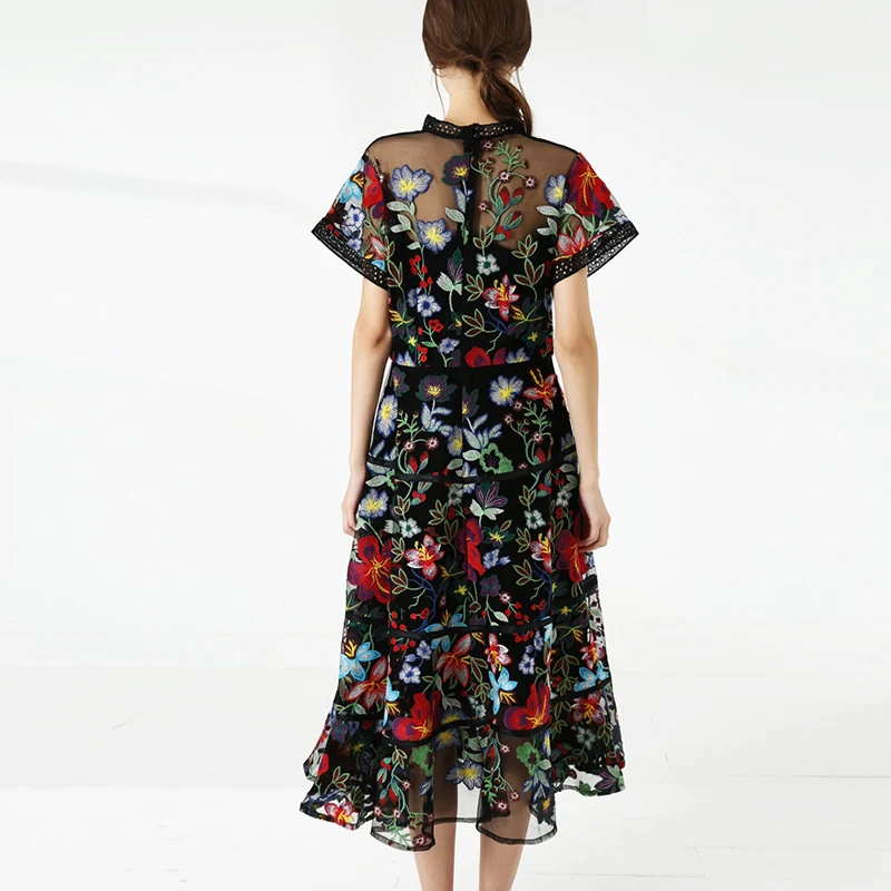 2020 Роскошная Цветочная вышивка взлетно-посадочной полосы платье элегантное
