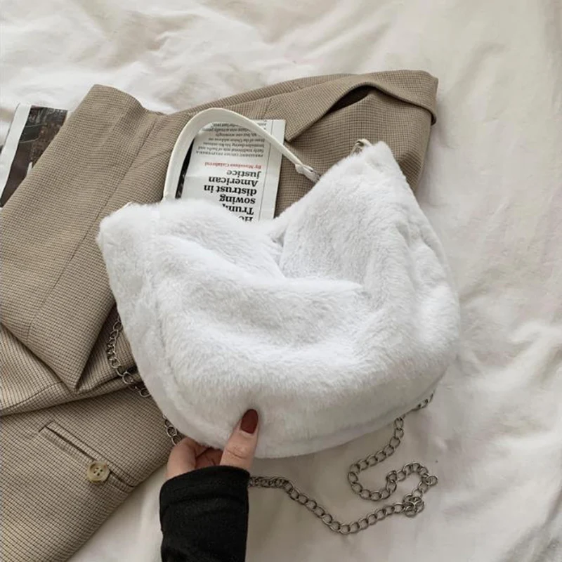 

Winter Women Handbags New Fashion Shoulder Bags Faux Fur Handbags Korean Version Of The Lovely Hairy Rabbit Bag