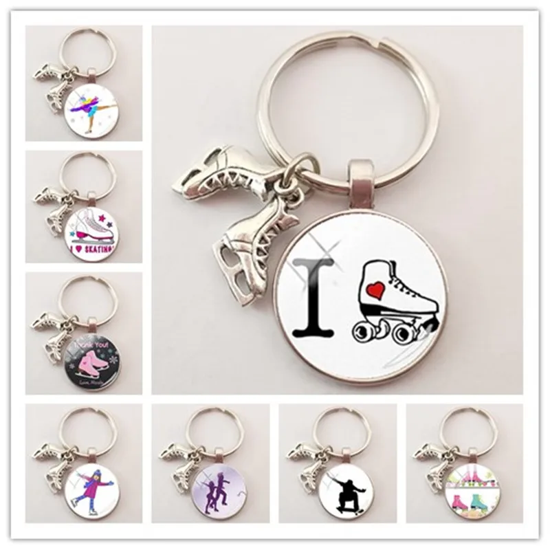 Новинка креативный мини брелок с подвеской для коньков стеклянный купол сувенир