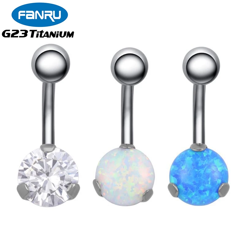 

14G F136 Titanium Belly Button Piercing CZ Navel Nail Nombril Piercing Colored Opal Ombligo Navel Ring Body Perforated Jewelry