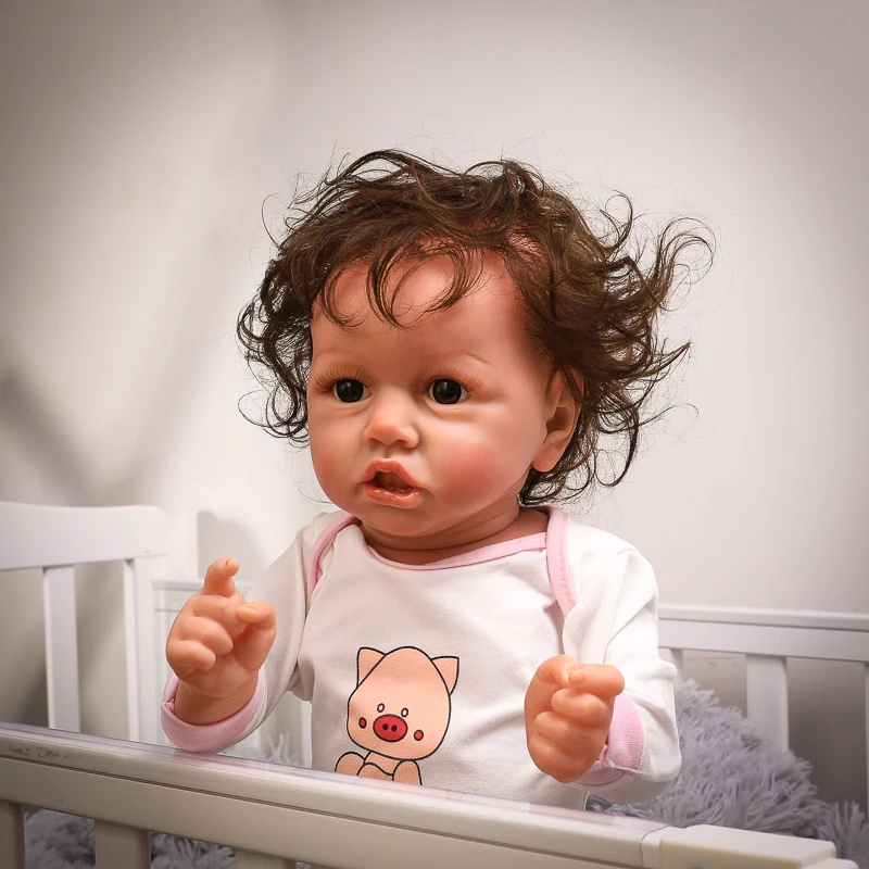 Кукла новорожденная с кудрявыми волосами 22 дюйма|Куклы| |