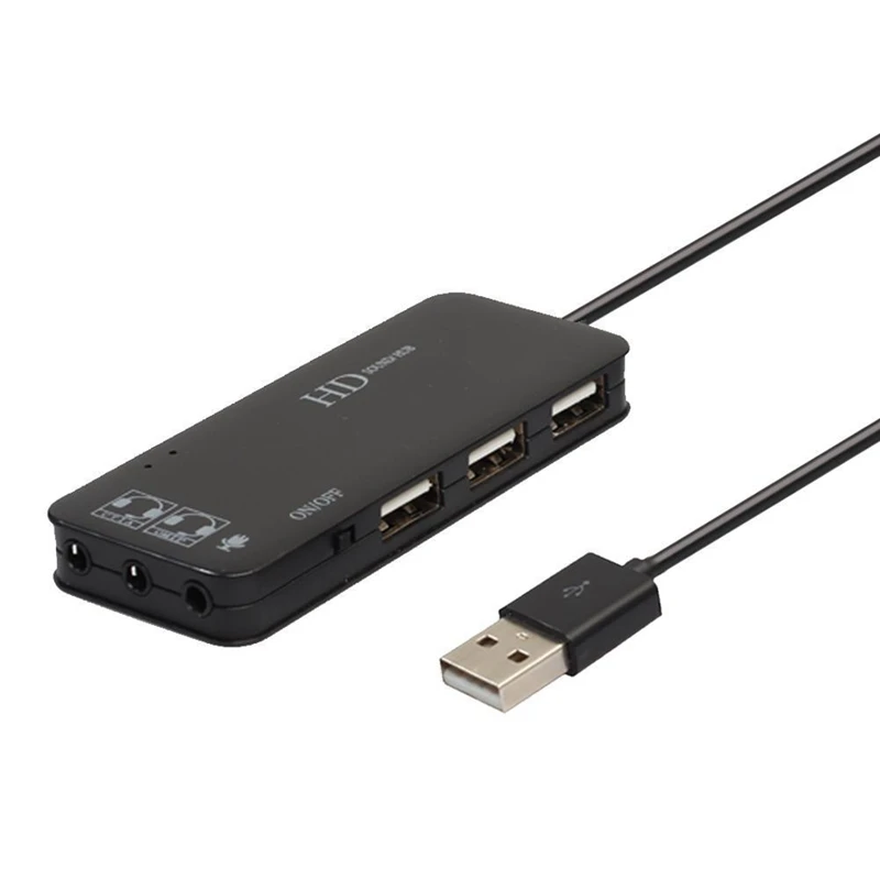 3 Port Usb 2.0 Hub External 7.1Ch Sound Card Headset Microphone Adapter For Pc | Компьютеры и офис